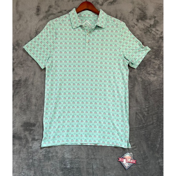 BURLEBO Other - NWT Burlebo Performance Polo Mens Small Green All Over Golf Print Stretch